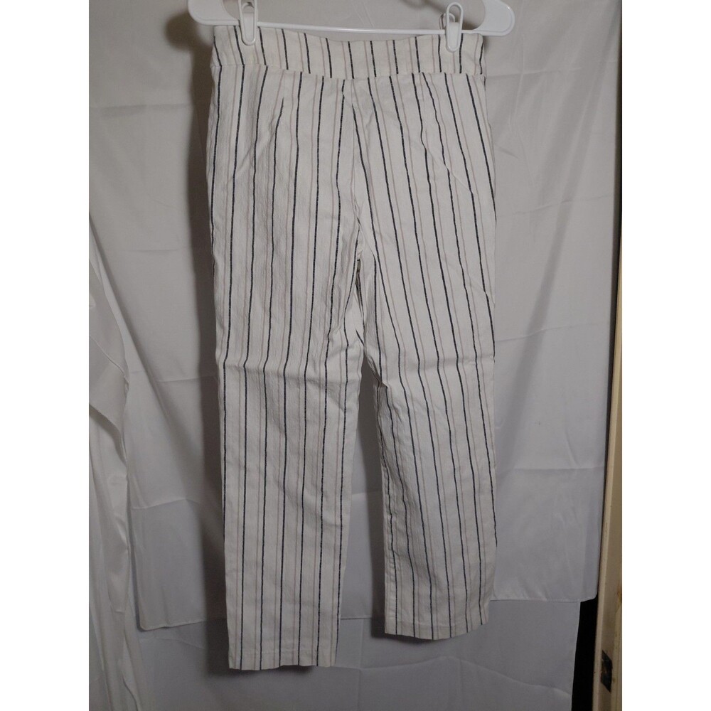 Kate Park Women's Size 10P Off White Pants Striped Stretch - Picture 3 of 5
